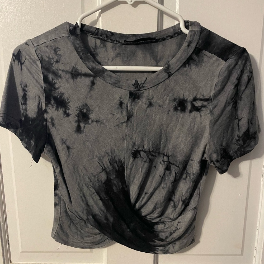 SHEIN Gray and Black Tie-Dye Tee